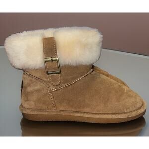 Bearpaw Womens Short Ankle Zip Fur Lined Winter Boots Brown Size 9